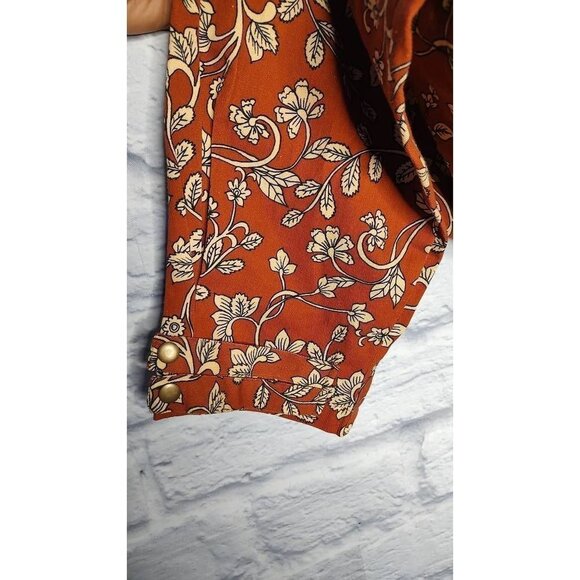 *lovers + Friends Womens Cropped Pants Red Floral High Rise Pockets XS New - Picture 10 of 10